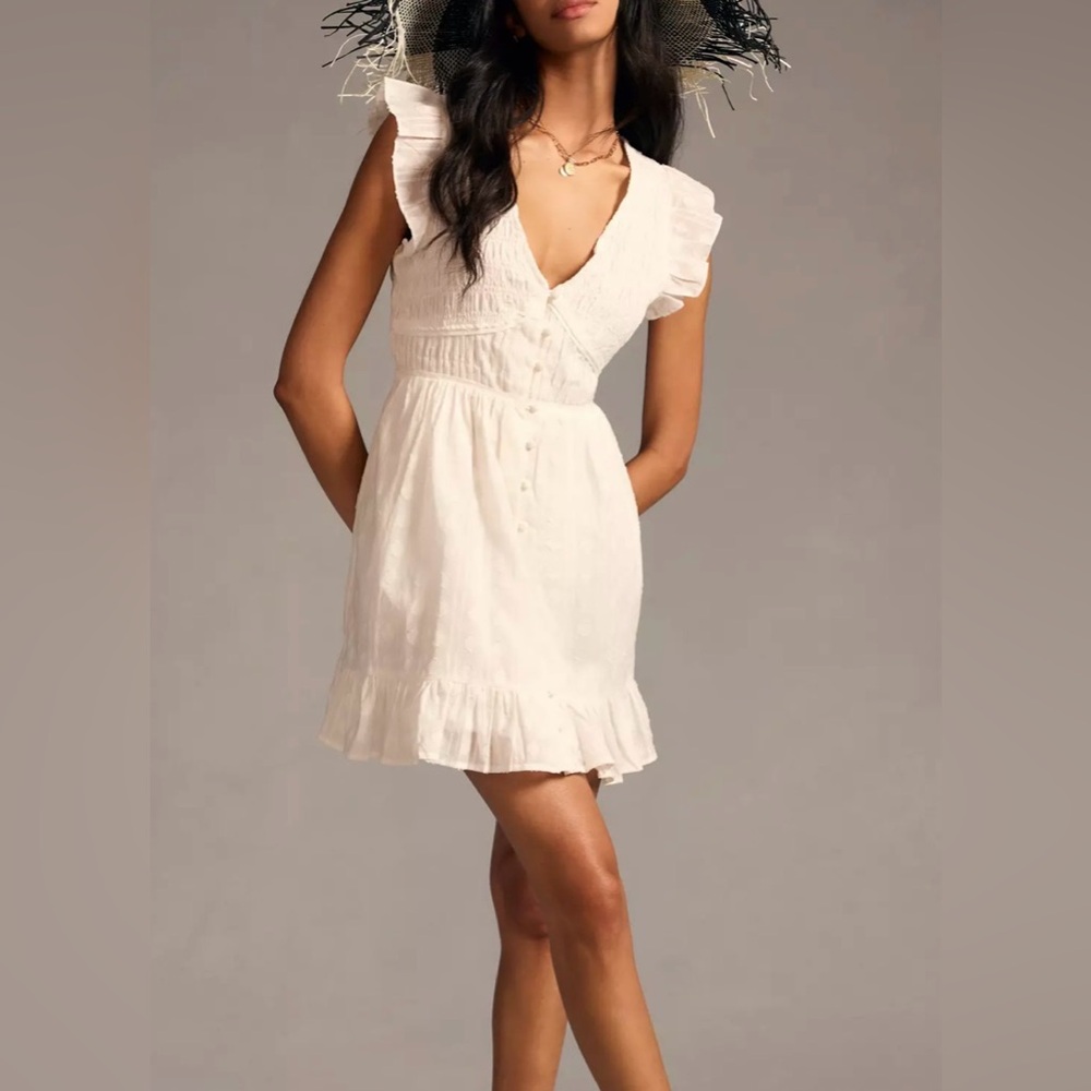 Anthropologie White Peregrine Mini Dres